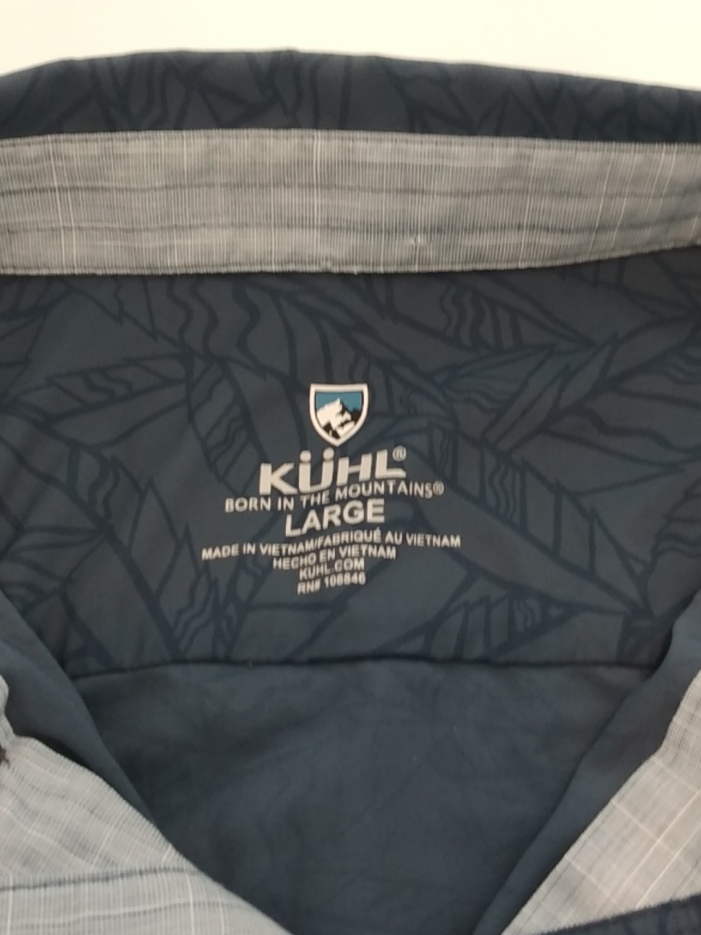 Kuhl Men's Dark Blue Leaf-Print Button-Down Shirt Size Large, Stretch - Picture 4 of 10